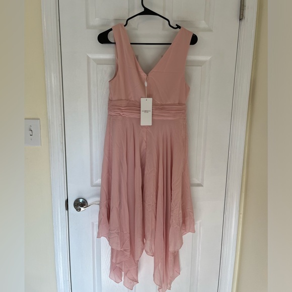 Pink Ever Pretty V Neck Ruched Midi Chiffon Dress - Picture 3 of 7